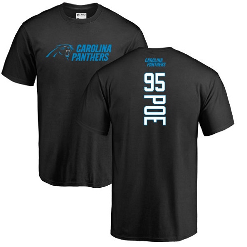 Carolina Panthers Men Black Dontari Poe Backer NFL Football #95 T Shirt->nfl t-shirts->Sports Accessory